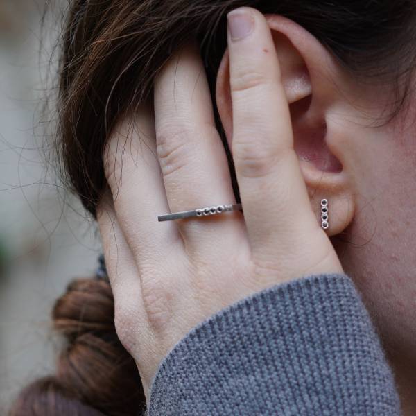 Arracades plata rodi amb diamants negres
