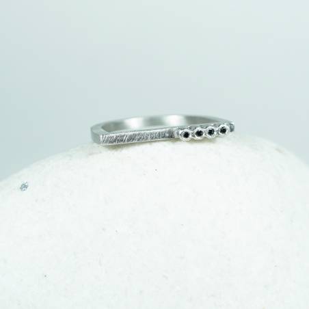 Anillo plata rodio con diamante negro