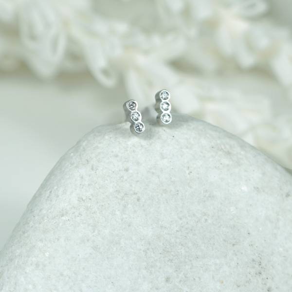 Tiny rhodium silver earrings