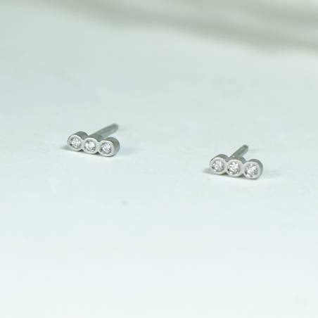 Pendientes plata mini con diamantes