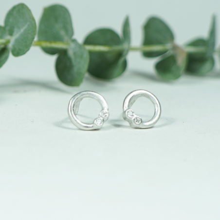 Silver and diamond earrings