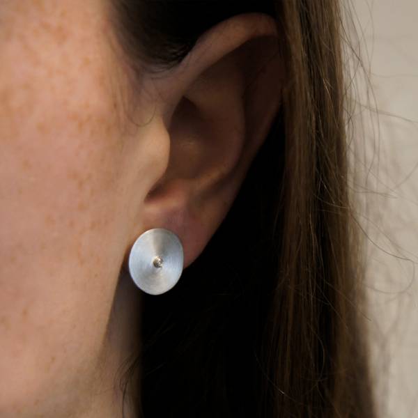 Pendientes plata con diamante botón