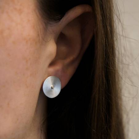Rhodium silver and diamond earrings