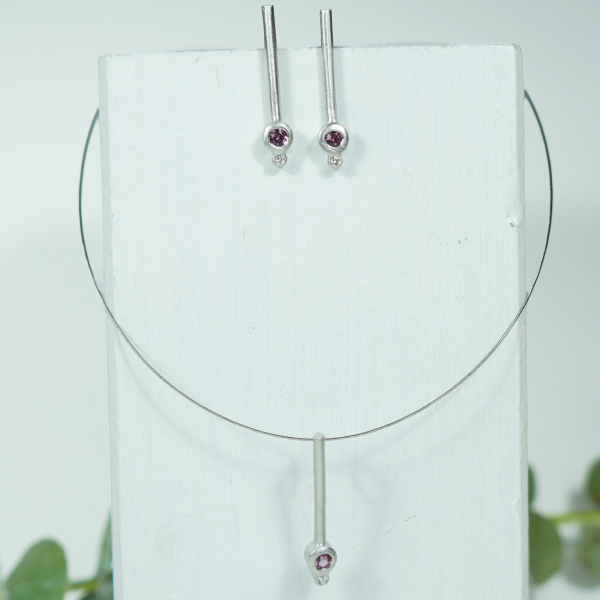 Colgante plata con diamante y gema natural TOMB