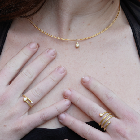 Tiny diamonds and gold necklace