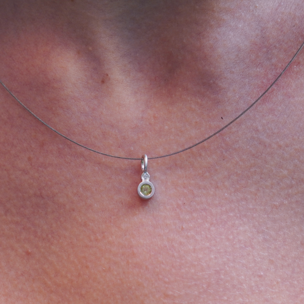 Gemstone and diamond silver pendant TOMB