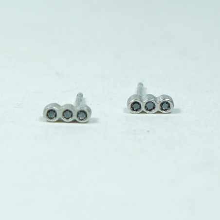 Small silver earrings with black diamonds