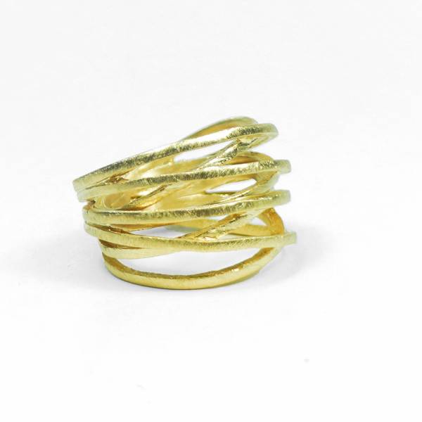 Anell doble aros plata xapada en or